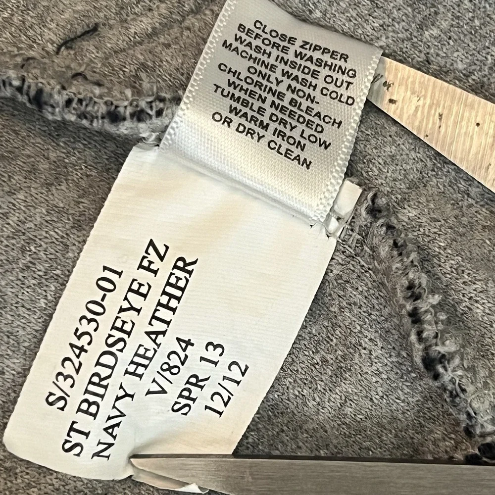Banana Republic Men's Birdseye Full Zip Sweater‎ Size XL Preppy Gray Navy *READ*